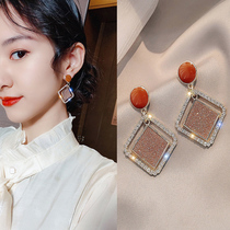 Korean orange earrings niche design sense advanced temperament Net red Chinese New Year atmospheric earrings French retro sterling silver