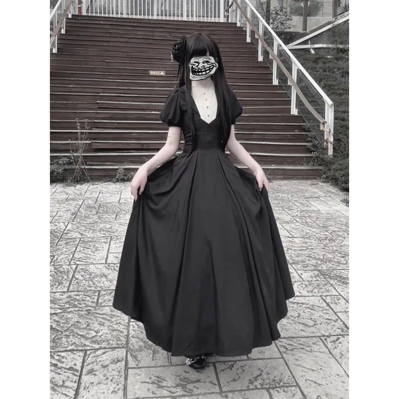 黑色哥特风复古CLA系Lolita裙显瘦暗洛丽塔连衣裙优雅小黑裙_lolita洛丽塔_淘宝游戏网
