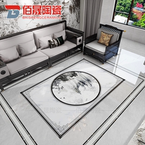 New Chinese-style living room mosaic floor tiles 800 entrance hall landscape painting puzzle tiles shape floor tiles customization
