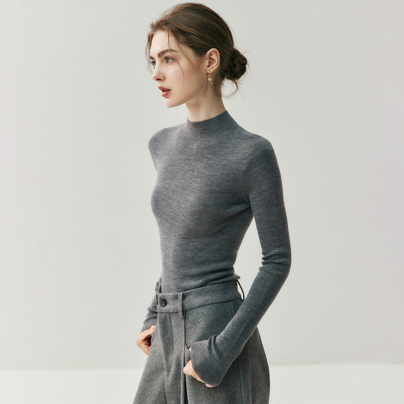 Ordos City Autumn and Winter Cashmere Sweater for Women, Slim Fit, Half Turtleneck, Thin Wool Sweater, Solid Color Base Knitwear Ordos City Autumn and Winter Cashmere Sweater for Women, Slim Fit, Half Turtleneck, Thin Wool Sweater, Solid Color Base Knitwear