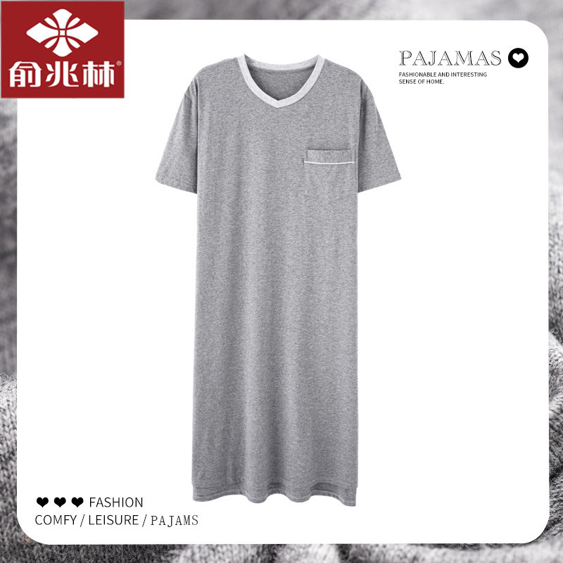 Men's Mid-Length Bathrobe, Japanese-Style Pajamas, Men's Robe, Summer Bathrobe, Adult Pure Cotton Nightgown, Summer and Autumn