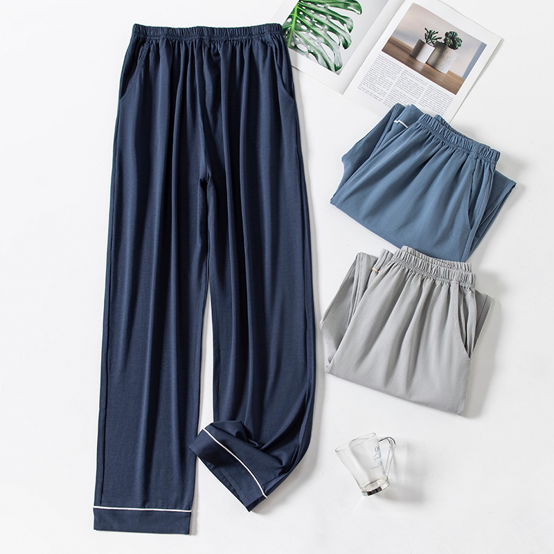 Teenagers' Four-Season Pajama Pants, Men's Spring and Autumn Modal Cotton Large Size Home Pants, Summer Thin Long Pants, Air-Conditioning Pants
