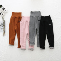 Winter childrens leggings Mens and womens high waist belly cotton pants Gray black velvet thickened trousers sports pants