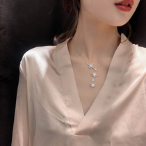 Korean Six Mango Star Necklace Woman Pure Silver Lock Bone Chain Temperament Not Fading Tide Net Red Anti-Allergy Brief Fashion Pendant