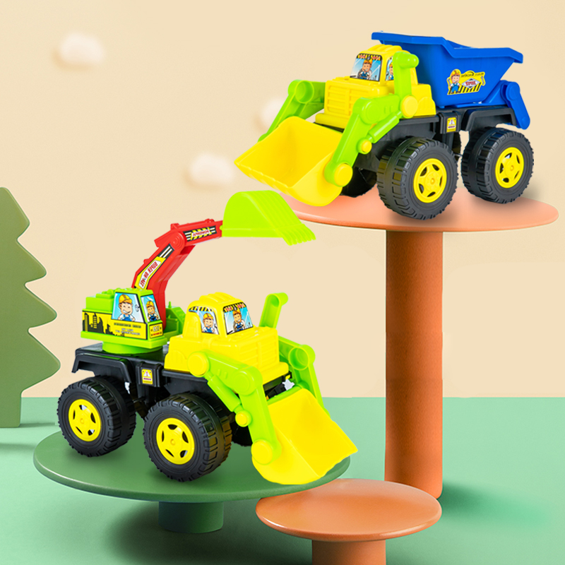Large inertial beach engineering vehicle children's toy car fall-resistant bulldozer excavator stacker dump truck model
