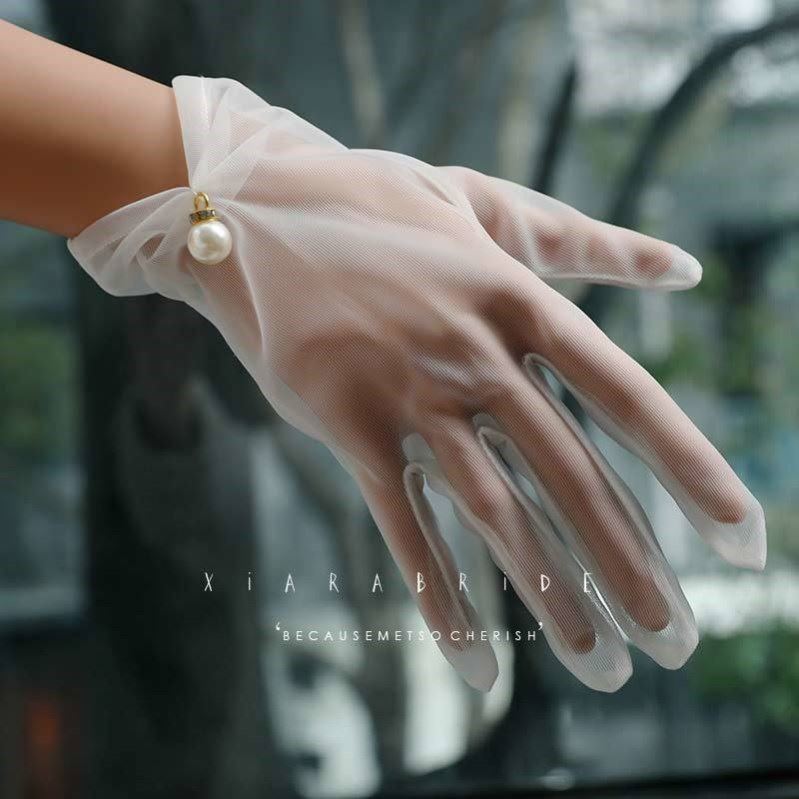 Summer bride short wedding dress glove photomarriage long white wedding lace wedding gloves