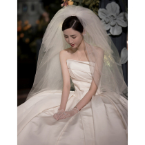 Simple satin light master wedding dress 2022 new temperament small man out of the yarn bride dragging tail