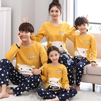 Mùa xuân và mùa thu đồ ngủ trẻ em hoạt hình cậu bé phần mỏng cô gái dài tay cotton trong kích thước của dịch vụ nhà phù hợp với cha mẹ và trẻ em bộ gia đình thu đông đẹp