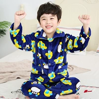 Phim hoạt hình động vật đồ ngủ dày Pikachu cặp vợ chồng mùa thu và mùa đông flannel bé trai và bé gái lớn trẻ em dịch vụ nhà cha mẹ áo ngủ