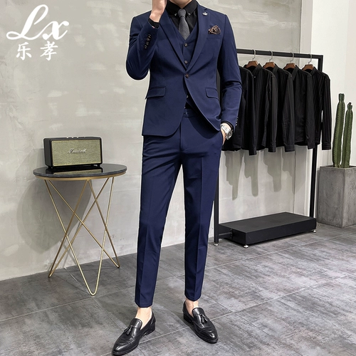 Мужской комплект, элитный осенний ростомер, классический костюм для отдыха, 3 предмета, облегающий крой