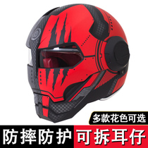 Iron Man full helmet retro Harley Transformers uncovered helmet personality motorcycle racing motocross helmet