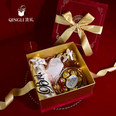 Velvet gift box wedding Chinese hand wine red gift box Chinese style candy gift large square empty box