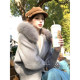 Lazy Didi Edelweiss Plush Sweater Jacket Real Fox Fur Collar Hoodie Bat Sleeve Versatile Short Top