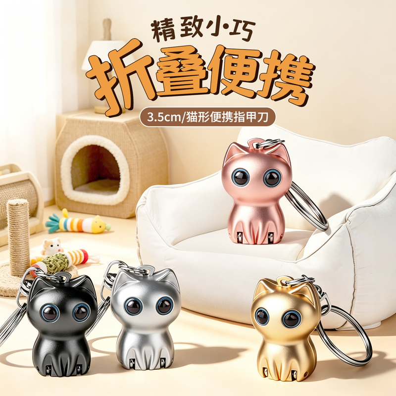 Cute Cat-Shaped Nail Clipper, Single Mini Portable Folding Nail Cutter, Household Manicure Tool, Magnetic Nail Clipper