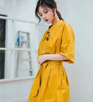 Mùa hè mới của phụ nữ street style Pháp với một chiếc váy cạp cao thắt eo che bụng màu rắn - A-Line Váy đầm voan xòe