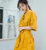 Mùa hè mới của phụ nữ street style Pháp với một chiếc váy cạp cao thắt eo che bụng màu rắn - A-Line Váy đầm voan xòe A-Line Váy