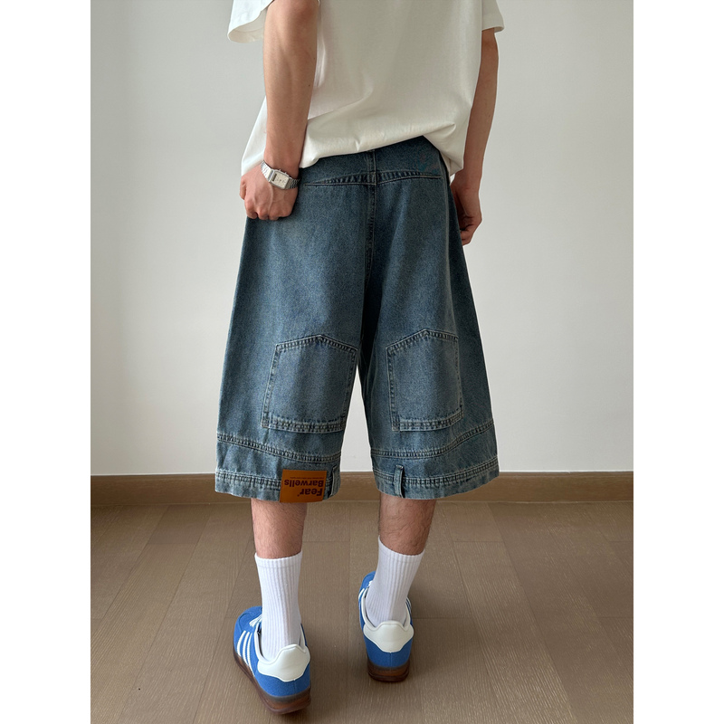 Unlg You'Re Wearing Your Pants Inside Out American Style Inverted Cropped Denim Shorts Men's Summer Thin Design Jorts Shorts