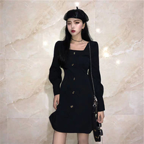  Autumn 2020 new Hepburn style early autumn royal sister style small black skirt light ripe skirt female little man early autumn outfit
