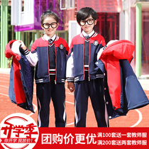 Primary school childrens school uniforms Spring and autumn clothing Three sets of children thickened cotton clothes a second grade class to serve winter kindergarten garden clothes