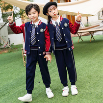 Kindergarten Garden Clothing Spring Autumn Clothing Baseball Uniform College Wind Sports Class Clothes Elementary School Students School Uniforms Three Or Four Pieces Of Clothing Grey
