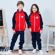 School Uniform Suit Elementary School Students Spring Autumn Clothing Three Sets Single Blouse Pants Second Grade Class Clothes Kindergarten Garden Suit Red