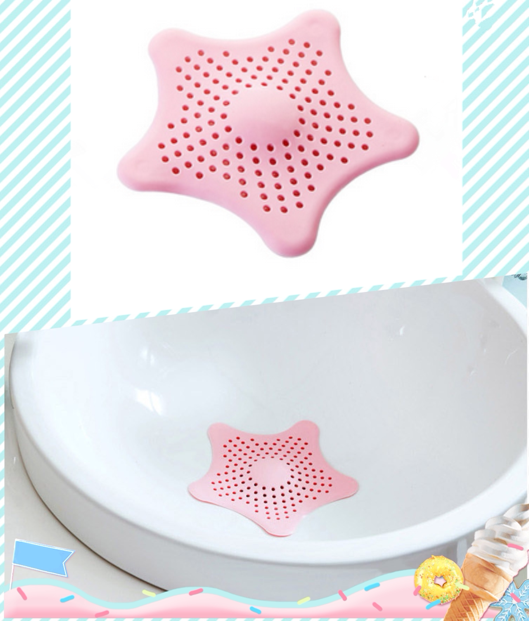 Sea Star Silicone Filter Kitchen Sink Floor Drain Cover Dressing Room Sink Anti Clogging Filter Water Stopper