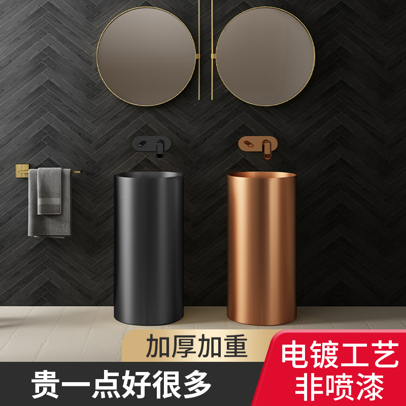 Morson high golden stainless steel column type washbasin ins light and luxurious hotel washbasin integrated floor-style