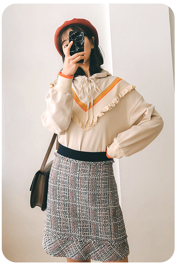 XXTHEMCAPS Korea First Line JJ Home Rough Spinning Fragrant Wind A character version 100 lap half body dress 2 colors