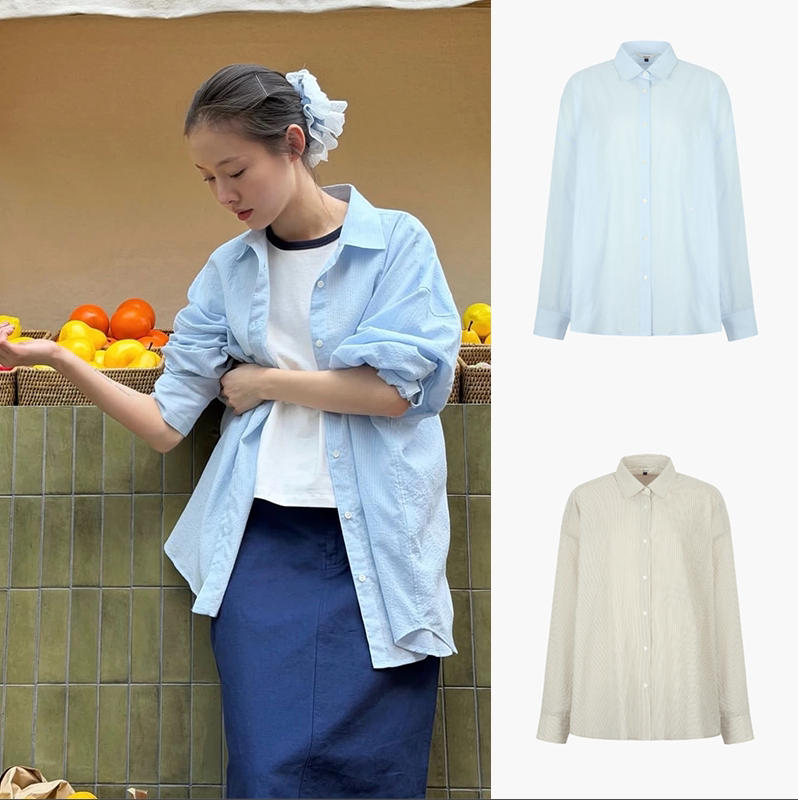 Xthemcaps Korean Dp Is Very Light and Thin~ Soft Lapel Button-Down Loose Breathable Long-Sleeved Shirt Xthemcaps Korean Dp Is Very Light and Thin~ Soft Lapel Button-Down Loose Breathable Long-Sleeved Shirt