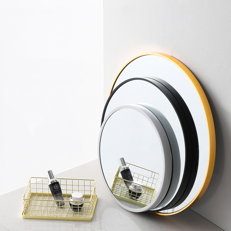 German Nordic Free Stiletto Wall-mounted Wall Bathroom Round Mirror Makeup room with shelve toilet Toilet Makeup Mirror