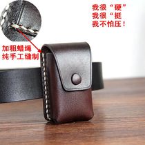 Étui à lunettes pliantes en peau de vache de première couche fait à la main étui à lunettes de lecture en cuir véritable sac à lunettes pliant portable avec ceinture