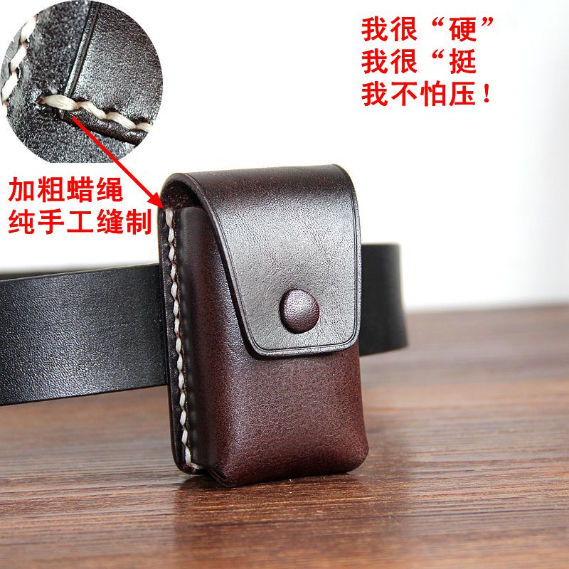Handmade First-Layer Cowhide Folding Glasses Case, Genuine Leather Reading Glasses Case, Portable Folding Glasses Bag with Belt Loop
