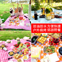 Picnic cloth pastoral Japanese disposable placemat large oversized more than 8 people folding picnic cloth meal cloth net red field