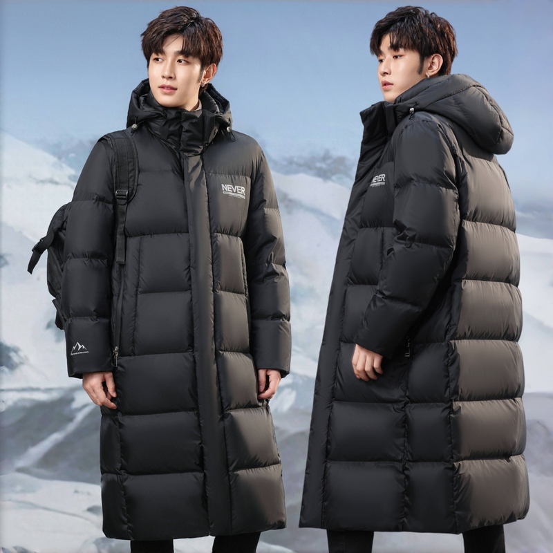 2026 Winter New Off-Season Extreme Cold Three-Proof Thickened Warm Long Over-The-Knee Loose down Jacket Men's Coat
