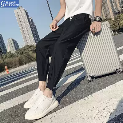 Spring and Autumn ankle-length pants Men and Summer Thin Pants Korean version of the trend Joker casual pants Ruby handsome small feet Tide men's pants 2021
