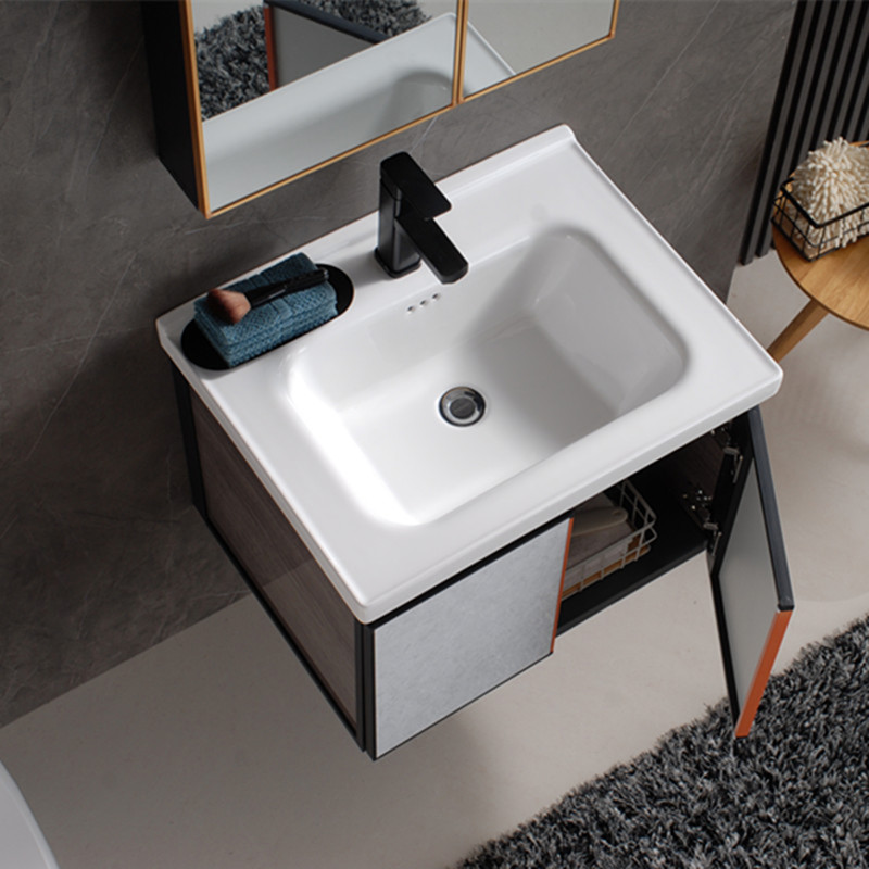 Space Aluminum Washbasin Ceramic Integrated Basin Makeup Room Washbasin PVC Light Lavish Wash Rock Board Bath Cabinet Combination
