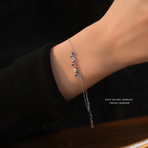 s925 sterling silver colorful zircon bracelet womens popular accessories colorful zircon small fresh and sweet design hand jewelry gift