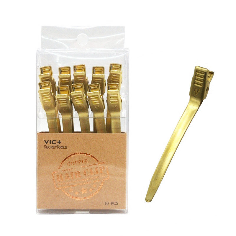 VIC hair stylist with short hair BOBO head special primary color copper clip Sassoon hair cutting small clip hand push corrugated clip