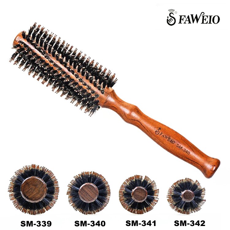 Taiwan Hair Goose SM-339 Professional Beauty Hair Solid Wood Pig Mane Haired Combed Roll Comb Round Roll Comb