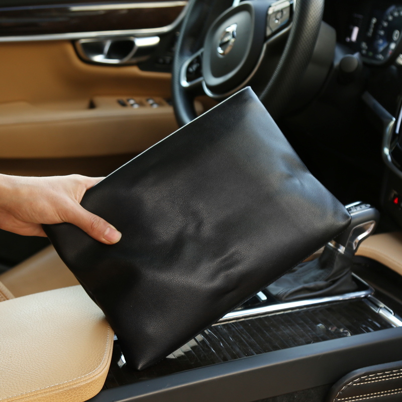 Top layer cowhide men's handbag men's bag new simple soft leather envelope bag clip bag calfskin men's clutch bag trendy