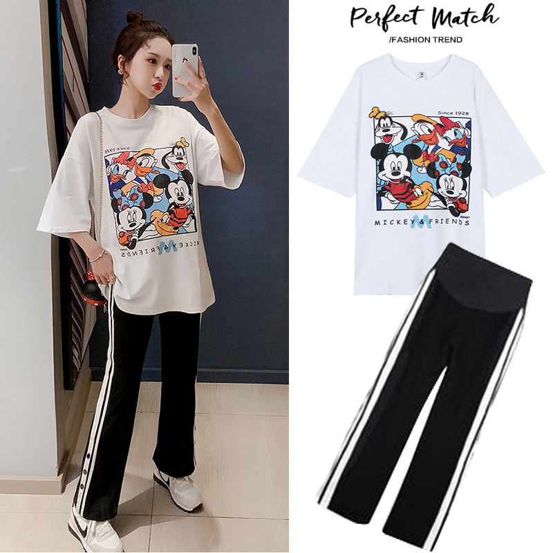 Pregnancy Woman Dress Summer Clothing Suit Going Out Fashion Deposit 2021 Summer Summer Blouse T-shirt Tennis Red Ocean Wave Spicy Mother