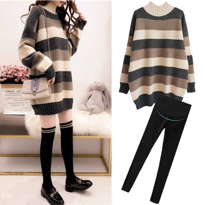 Maternity wear autumn and winter suits fashion models 2021 new sweaters winter mid-length tops women's autumn and winter clothes