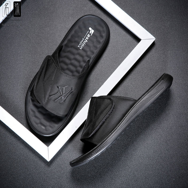 Slippers men summer trend personality new Velcro sandals fashion outdoor net red anti-slip word sandals tide
