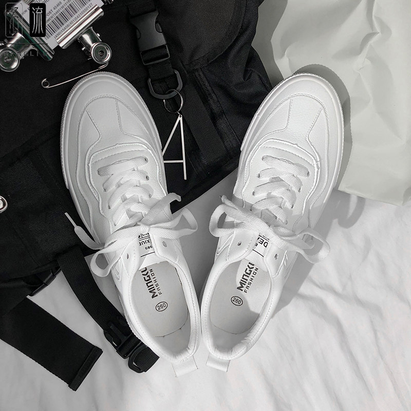 Small White Shoes Men's Summer New 2022 Han Edition Trends Casual Breathable Men Genuine Leather Tide Shoes 100 Hitch Sports Board Shoes