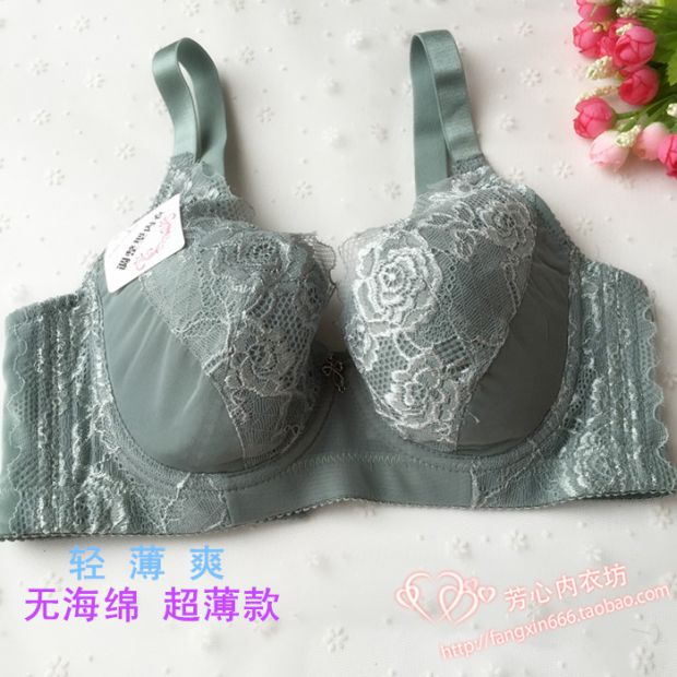 Xia Da code ngực lớn nhỏ nhỏ không xốp siêu mỏng ren gợi cảm điều chỉnh full cup bra B / C trắng áo nâng ngực không dây