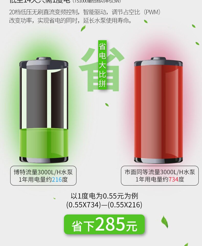 博特超静音省电鱼缸变频水泵鱼池潜水泵小型底吸抽水泵过滤循环泵 detail 8