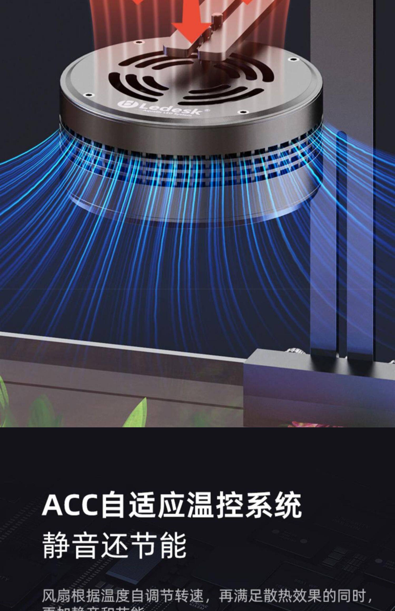 Ledesk乐迪鱼缸灯原生溪流缸灯72w爆藻灯全光谱筒灯飞碟水草扁灯 detail 18