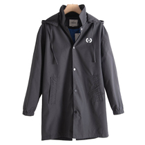 Mens West Lake Pavilion Old (Sen) spring dress long print letter hooded split windbreaker coat SM303