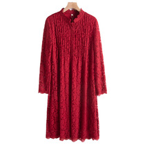 West Lake Pavilion Old (Yizi) Spring dress front chest one fold collar lace dress YZ028