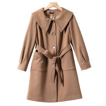 West Lake Pavilion old (Ni) spring dress doll collar tie-up waist long windbreaker coat YF080